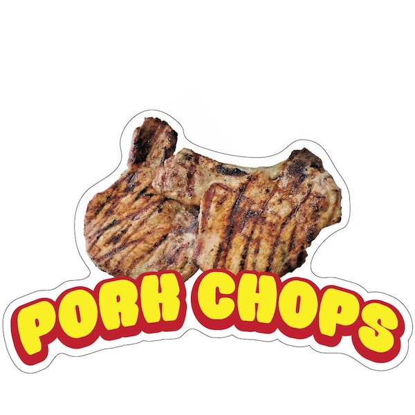 Pork Chops Decal Concession Stand Food Truck Sticker, 16" x 8", D-DC-16 Pork Chops19